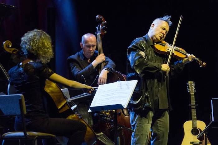 English violinist and violist Nigel Kennedy right performs during his concert in Prague Czech Rep