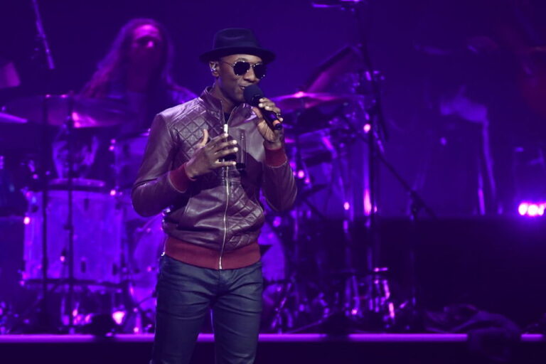 Aloe Blacc on stage at the Avicii Tribute Concert For Mental Health Awareness at Friends Arena in Stockholm, Sweden on D