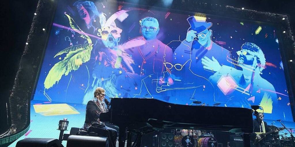 Sir Elton John during Farewell Yellow Brick Road, the final tour at WiZink Center on June 26, 2019 in Madrid, Spain xage