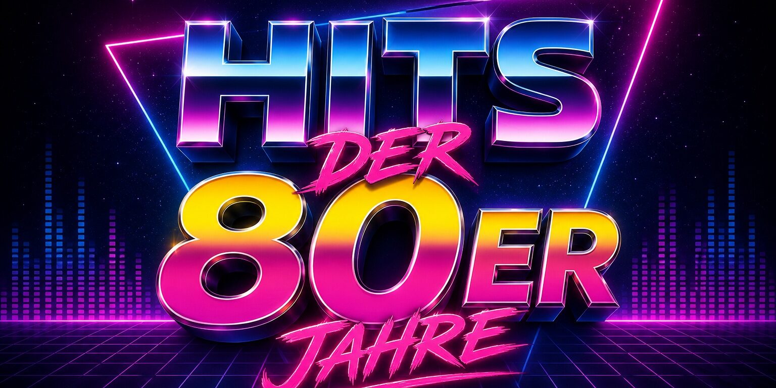 bunter Schriftzug Hits der 80er